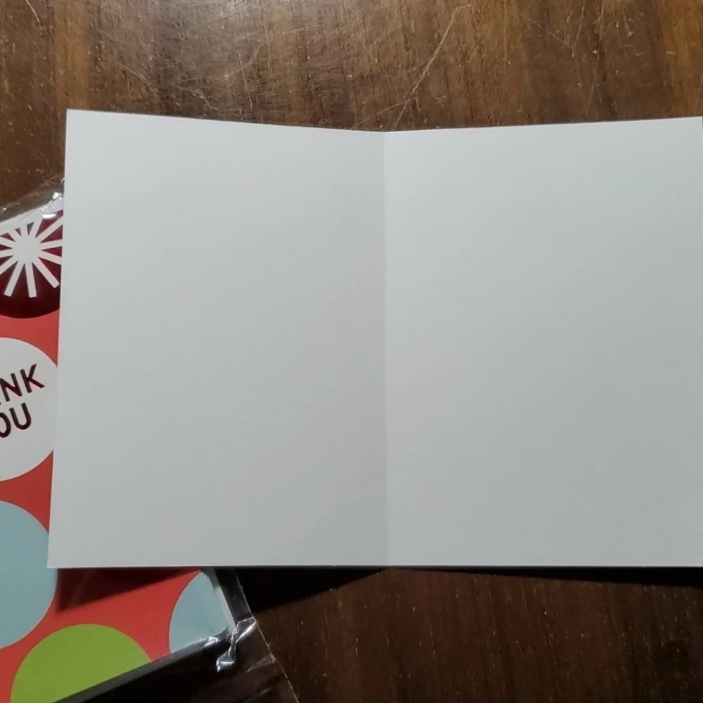 10 Thank You Blank Greeting Cards Red Polka Dots Blue Birthday Happy Hallmark